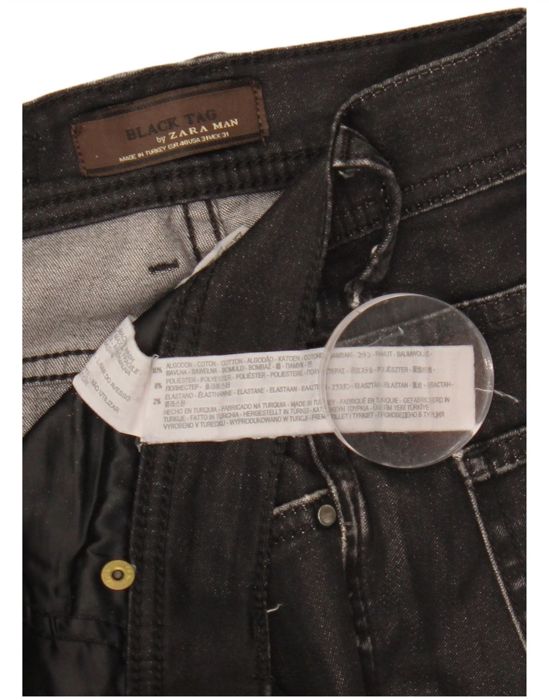 Zara Mens Slim Jeans EU 40 Médio W31 L31 Algodão Preto