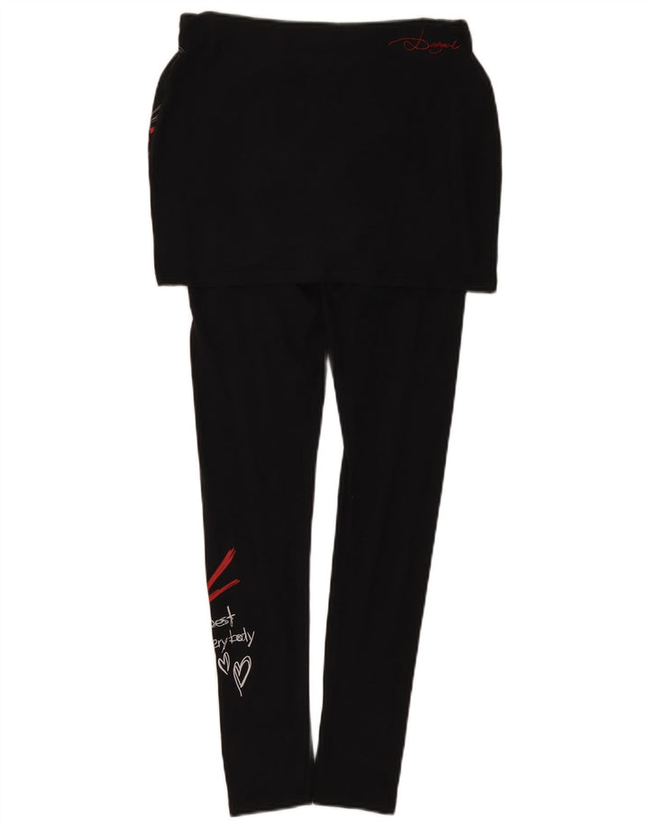 Desigual Leggings Gráficos Femininos UK 10 Pequenos Pretos Geométricos