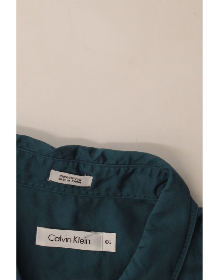 CALVIN KLEIN Camisa masculina de manga curta 2XL algodão azul