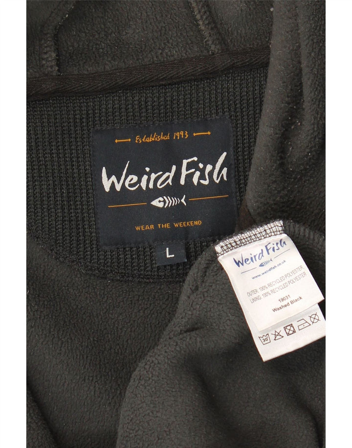 Suéter masculino com capuz e zíper estranho Fish grande poliéster cinza