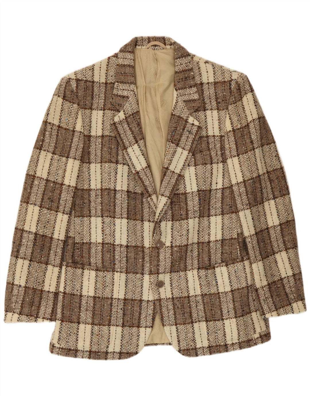 Jaqueta Blazer Masculina Cacharel com 2 Botões IT 52 XL Lã Xadrez Bege