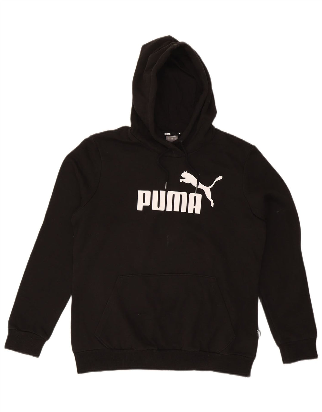 PUMA feminino gráfico moletom com capuz UK 14 médio algodão preto