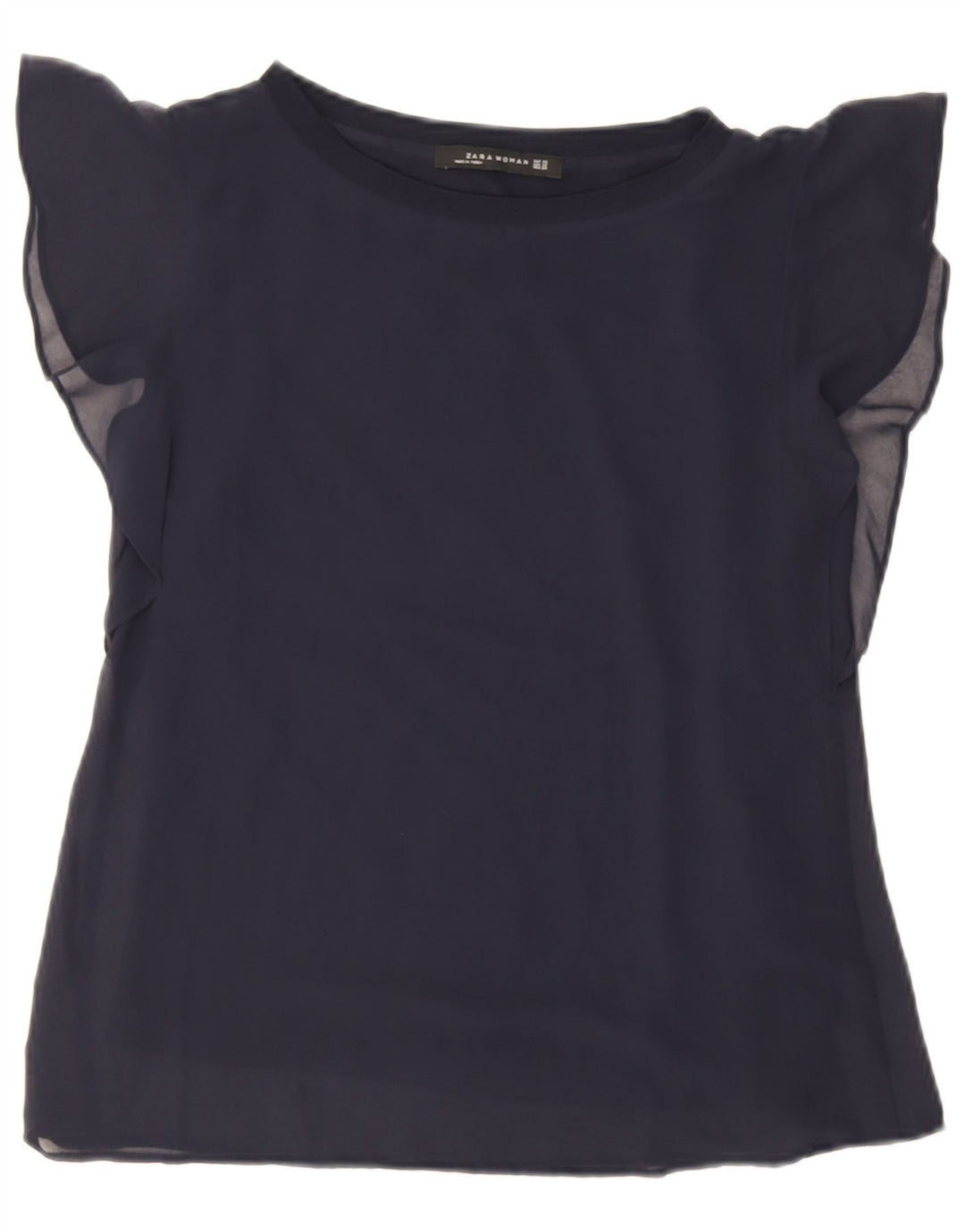 Blusa oversized feminina Zara UK 6 XS azul marinho viscose