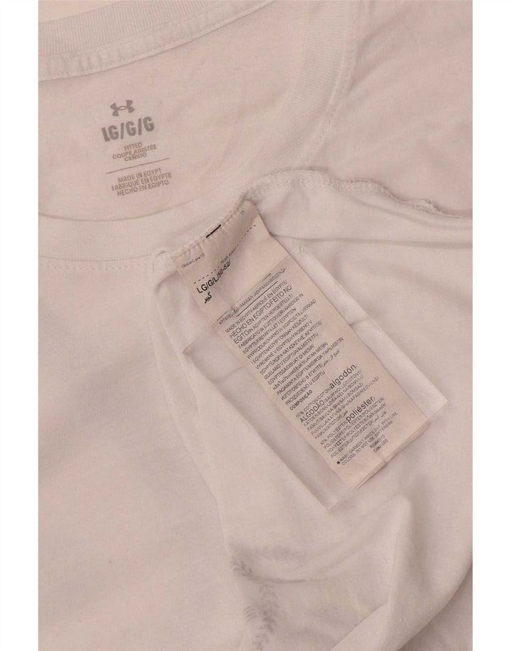 Under Armour Mens Graphic Top Manga Longa Grande Algodão Branco