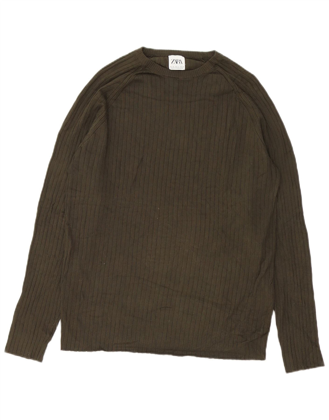 Zara Suéter masculino com gola redonda e viscose verde médio