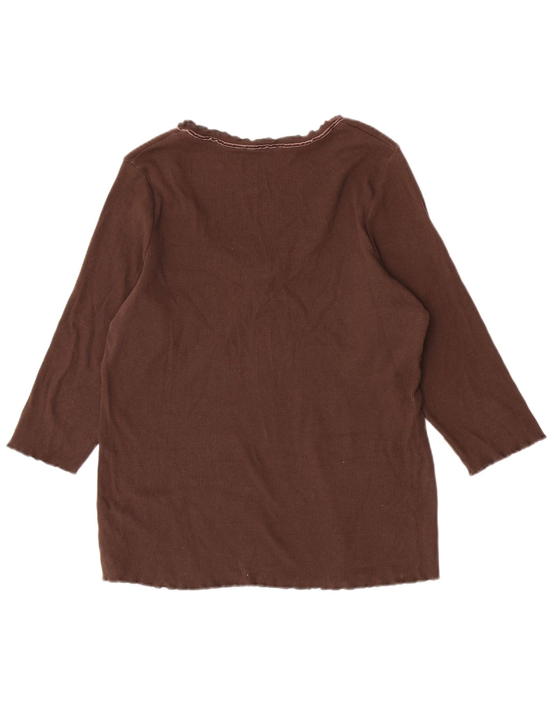 Top feminino Marks & Spencer manga 3/4 Reino Unido 16 grande algodão marrom