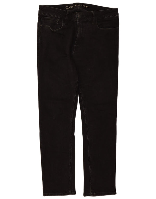 Calça jeans reta masculina Calvin Klein W34 L30 algodão preto