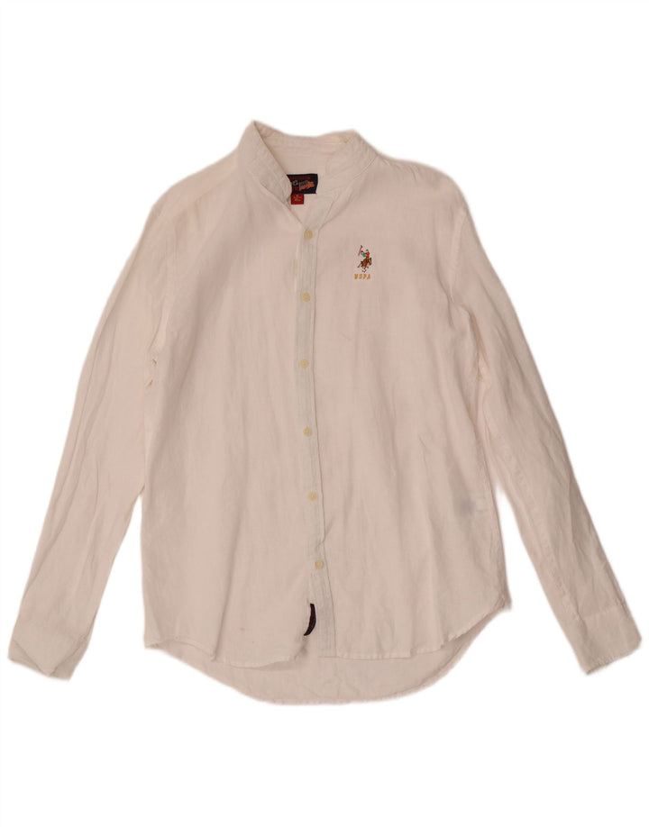 US Polo Assn. Camisa masculina tamanho 39 algodão branco pequeno