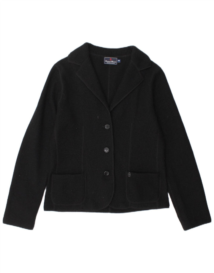 CONTE OF FLORENCE Womens 3 Button Blazer Jacket IT 46 Large Black Wool