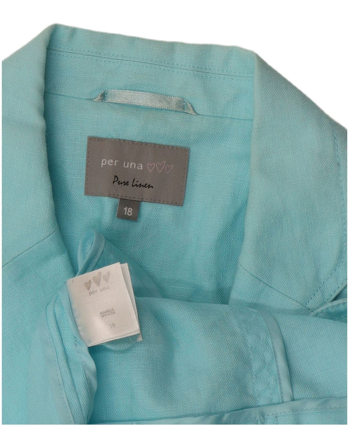 Jaqueta blazer feminina Per Una com 4 botões UK 18 XL linho azul