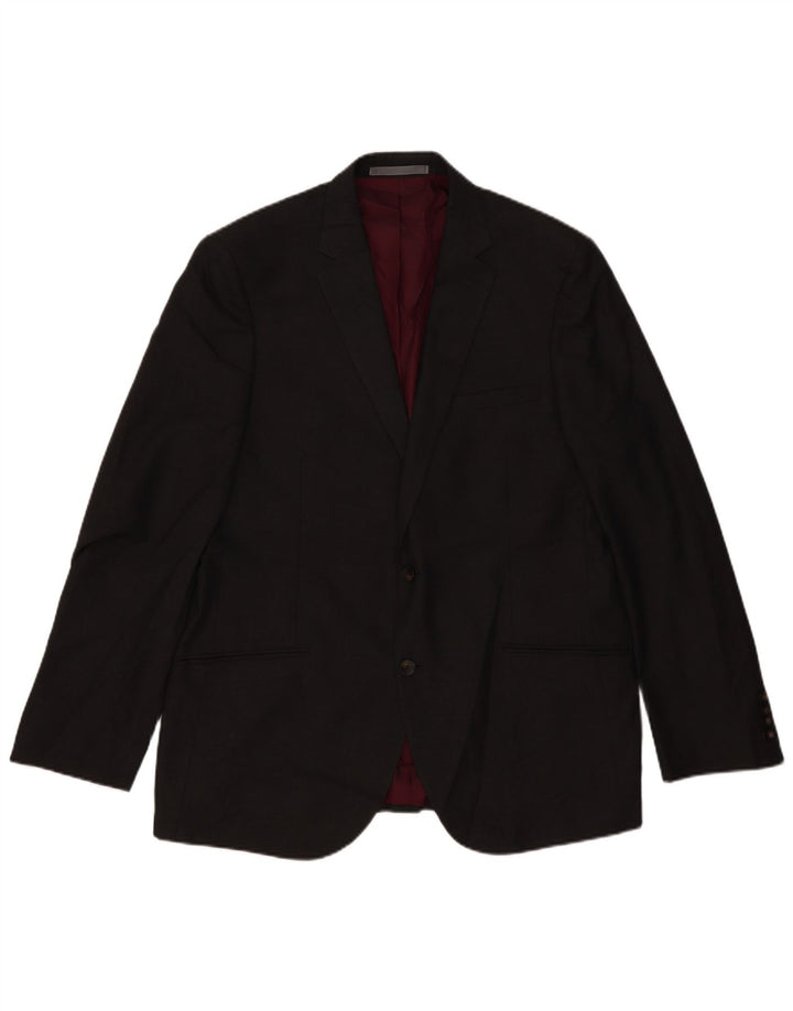 Jaqueta blazer masculina de 2 botões Marks & Spencer Reino Unido 44 XL cinza poliéster