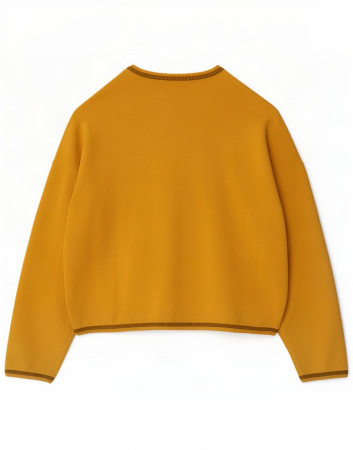 Stefanel feminino gráfico oversized moletom jumper Reino Unido 14 médio amarelo