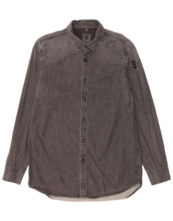 Camisa jeans masculina G-Star grande algodão cinza