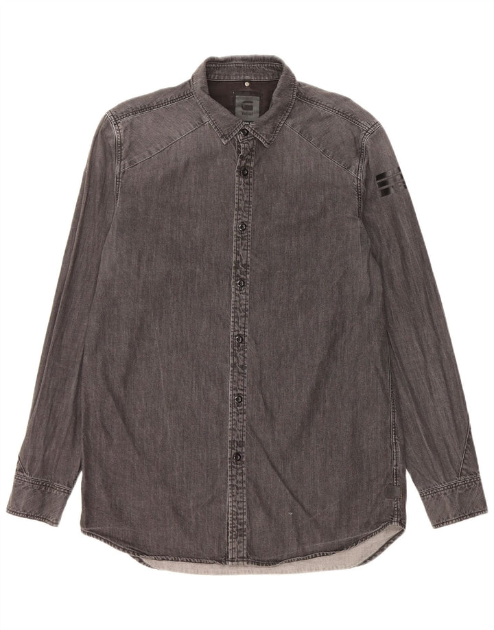 Camisa jeans masculina G-Star grande algodão cinza