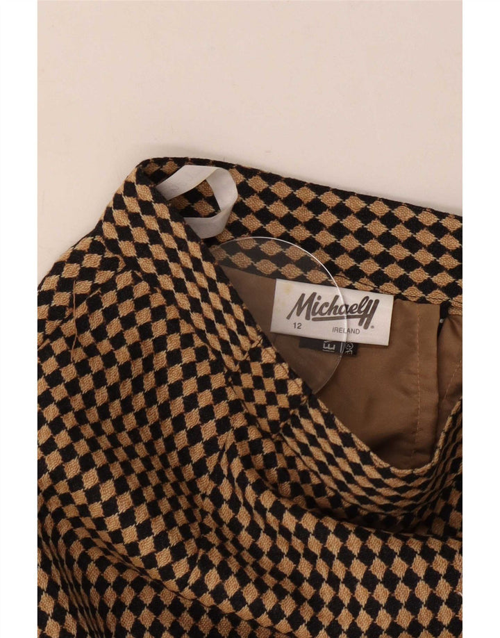 Saia lápis feminina Michael H Reino Unido 12 médio W26 bege argyle/lã diamante