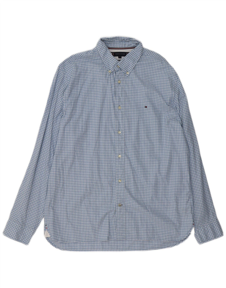 Camisa masculina TOMMY HILFIGER Regular Fit XL algodão xadrez azul