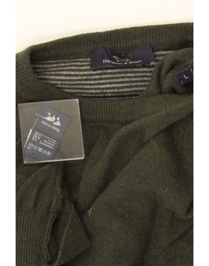 Suéter masculino Harmont & Blaine com gola redonda, grande poliamida verde