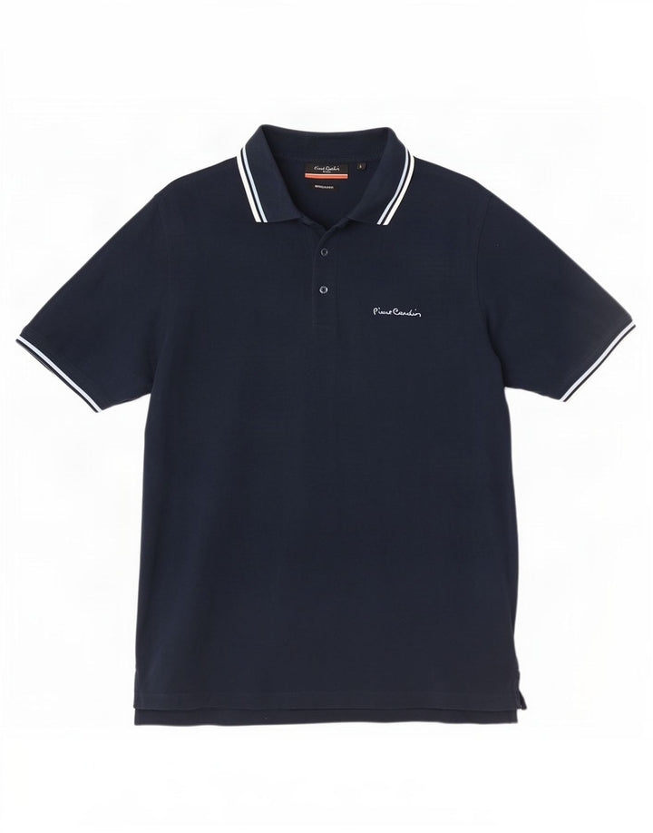 Camisa polo masculina Pierre Cardin Regular Fit grande listrada azul marinho