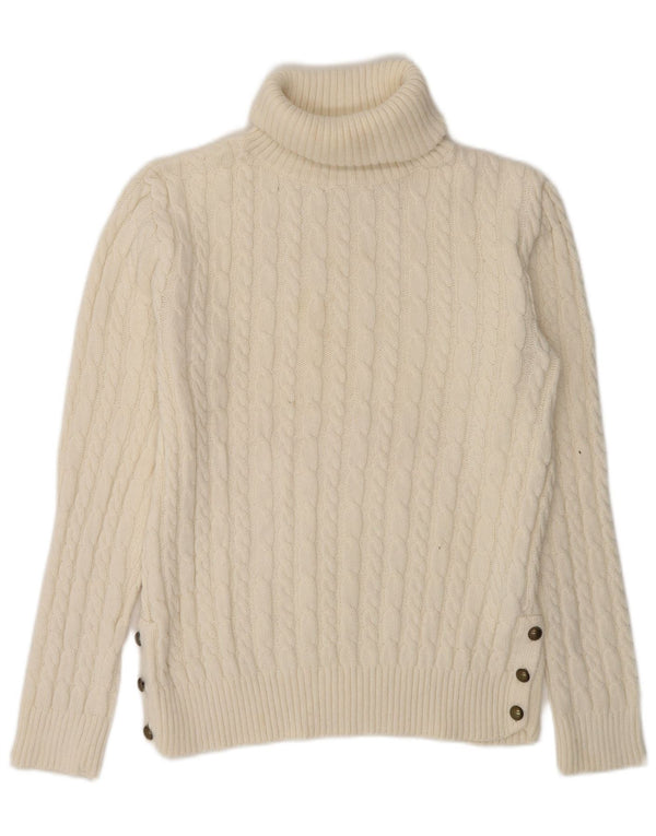 Zara Suéter feminino com gola redonda e gola redonda, Reino Unido 16, grande, branco, acrílico