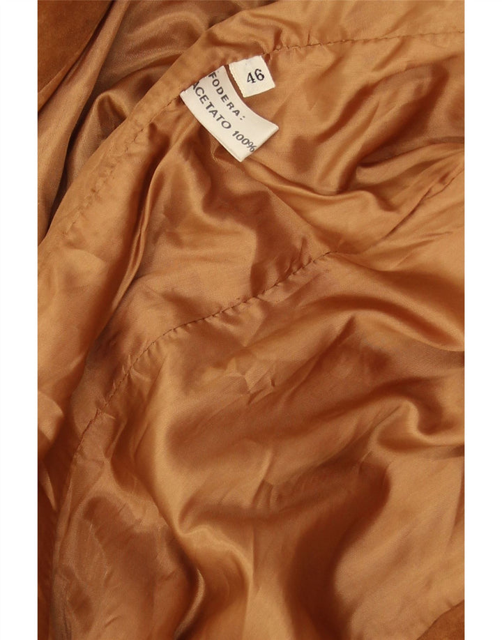 Jaqueta blazer feminina vintage de camurça com 2 botões IT 46 couro marrom grande