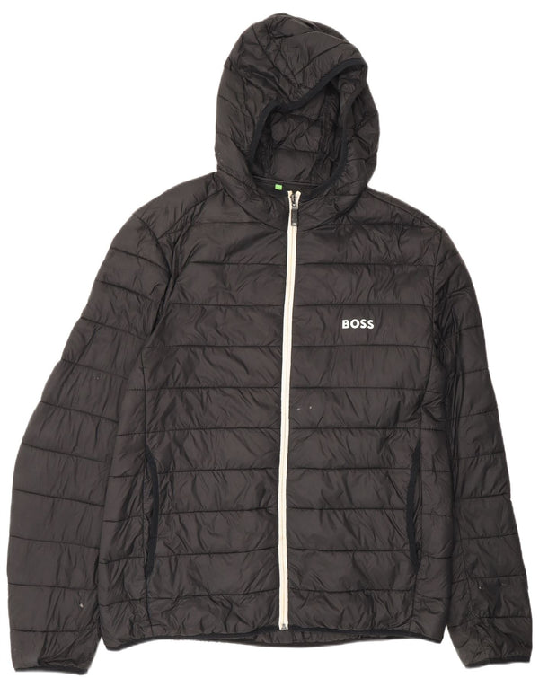 Jaqueta masculina acolchoada com capuz Hugo Boss UK 44 2XL poliamida preta
