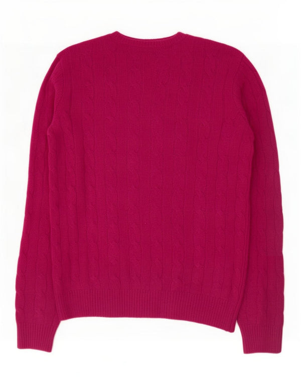 Suéter feminino Polo Ralph Lauren com decote em V, 10 lã merino rosa pequena