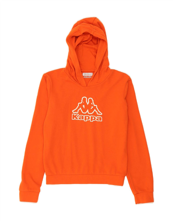 KAPPA Girls Graphic Hoodie Jumper 13-14 Years Orange Cotton Vintage Kappa and Second-Hand Kappa from Messina Hembry 