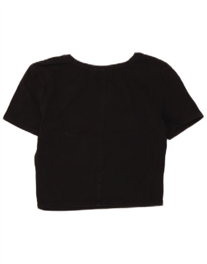 Zara Womens Crop T-Shirt Top Reino Unido 8 Pequeno Preto