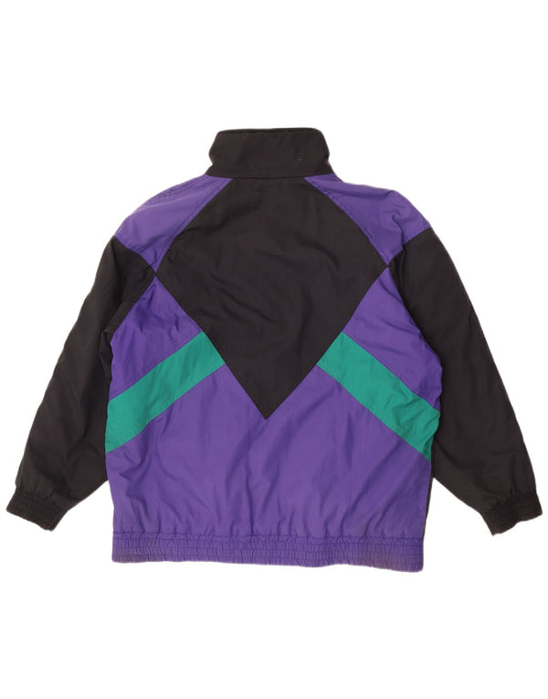 Jaqueta corta-vento feminina vintage Reino Unido 16 grande bloco colorido multicolorido