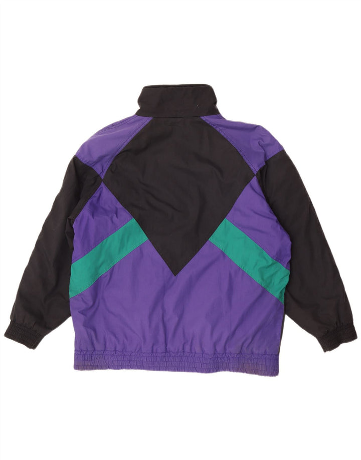 Jaqueta corta-vento feminina vintage Reino Unido 16 grande bloco colorido multicolorido
