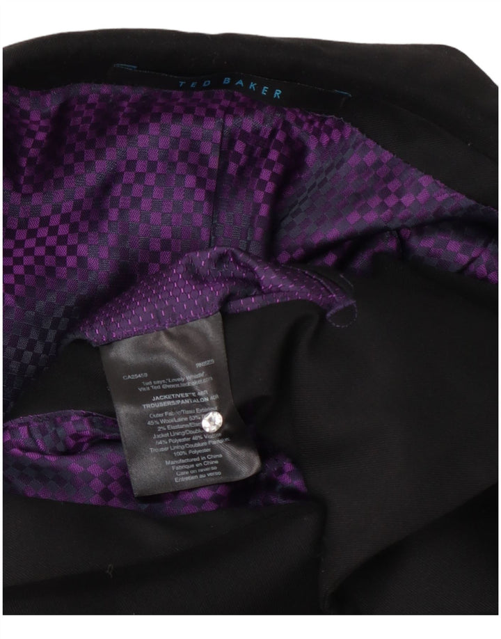 Jaqueta blazer masculina de 2 botões Ted Baker Reino Unido 40 grande lã preta