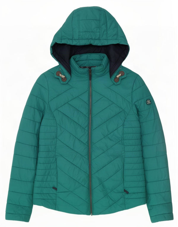 Jaqueta feminina acolchoada com capuz e capuz Barbour UK 14 poliamida azul médio