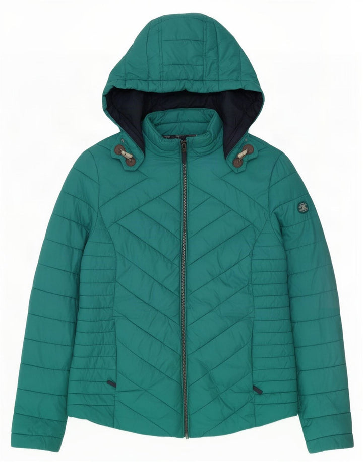 Jaqueta feminina acolchoada com capuz e capuz Barbour UK 14 poliamida azul médio