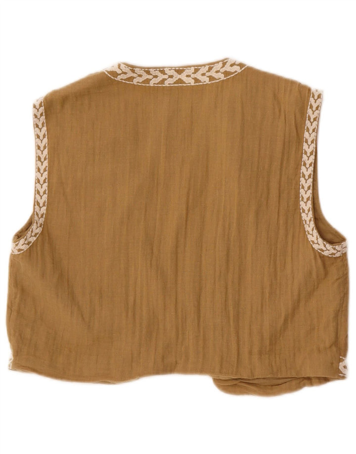 Colete feminino Zara UK 12 médio bege floral