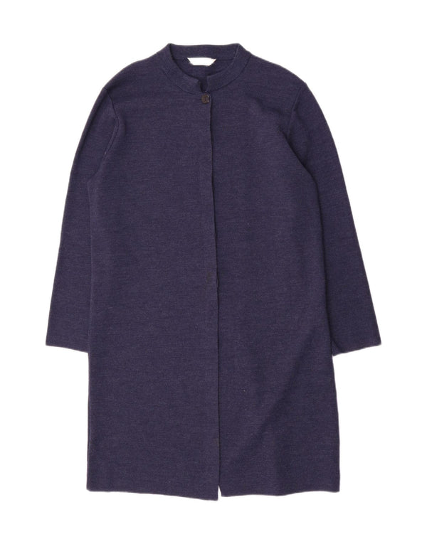 Suéter cardigã feminino Longline Marks & Spencer Reino Unido 16 grande lã azul marinho