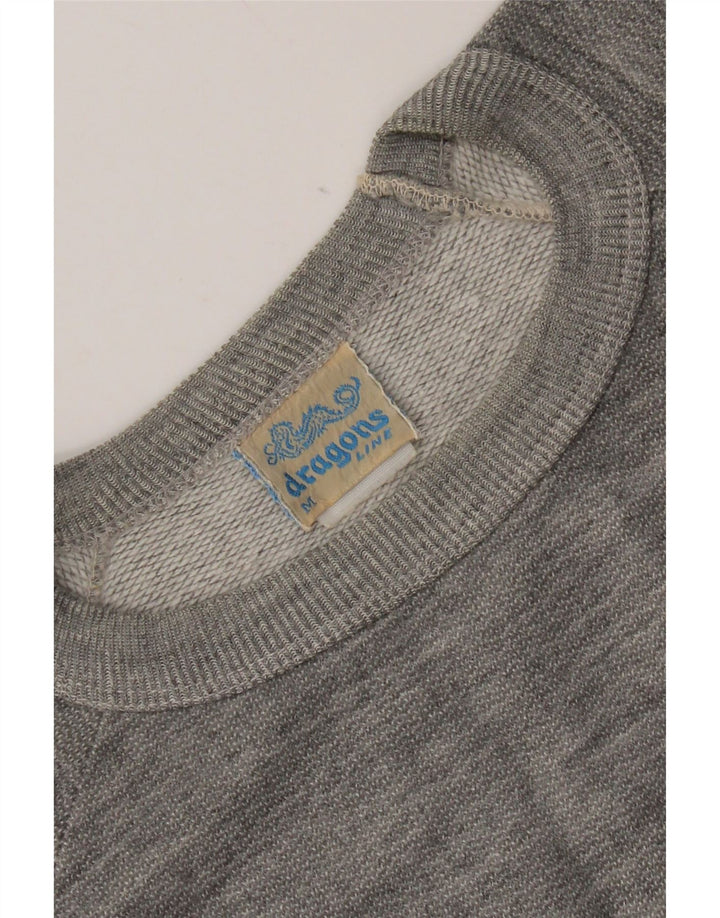 Moletom gráfico masculino vintage jumper algodão manchado cinza médio