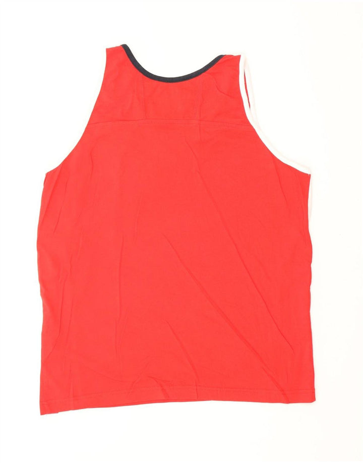 CHAMPION Mens Graphic Vest Top XL Vermelho Colorblock Algodão