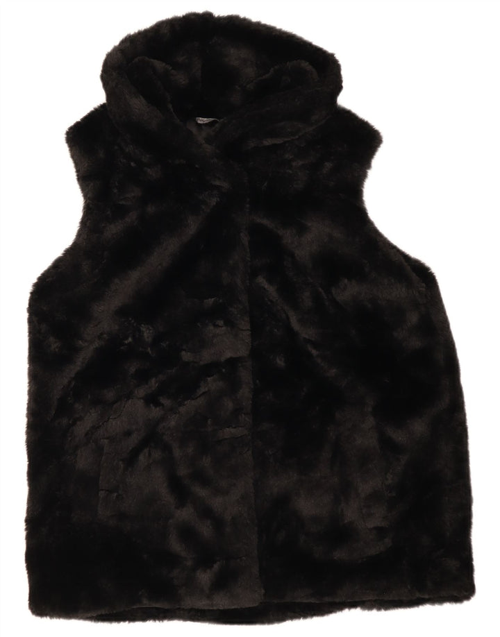 Colete feminino M&Co de pele sintética UK 12 poliéster preto médio