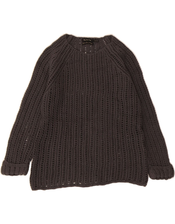 Suéter feminino MASSIMO DUTTI com gola canoa curto Reino Unido 12 cinza médio