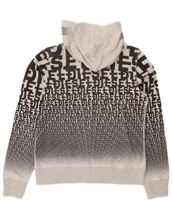 Diesel Womens Graphic Zip Hoodie Sweater UK 18 XL Grey Cotton