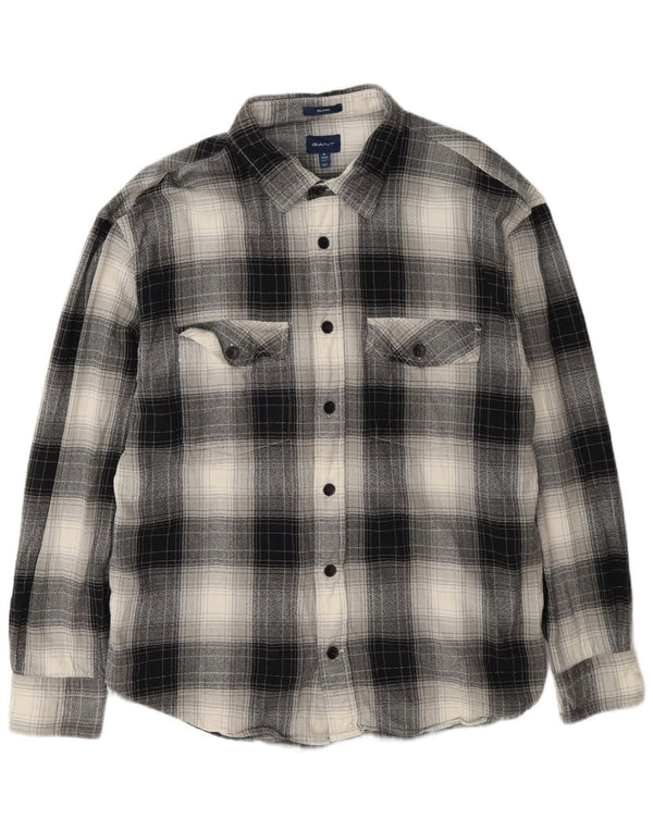 Gant Camisa masculina de flanela com ajuste relaxado tamanho 43/44 17 XL xadrez multicolorido