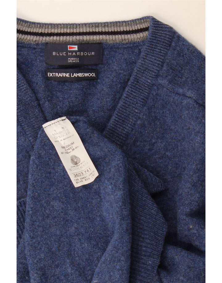 Suéter feminino Marks & Spencer com decote em V Reino Unido 14 médio azul marinho