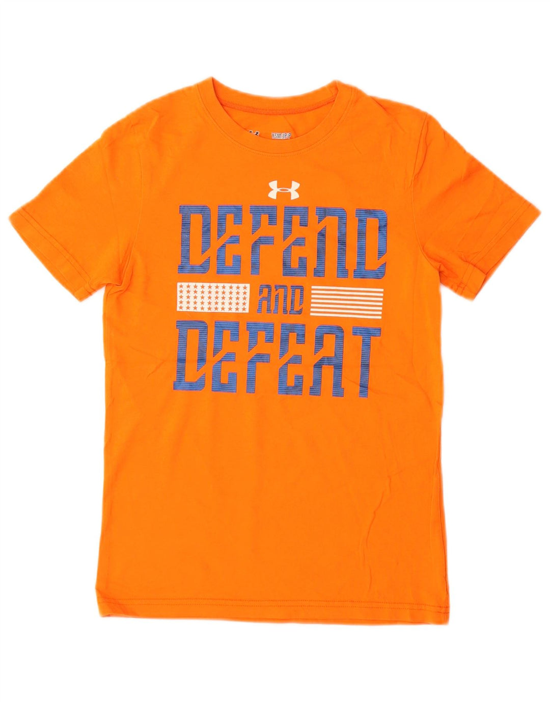 Camiseta gráfica solta UNDER ARMOUR para meninos de 7 a 8 anos de algodão laranja pequeno