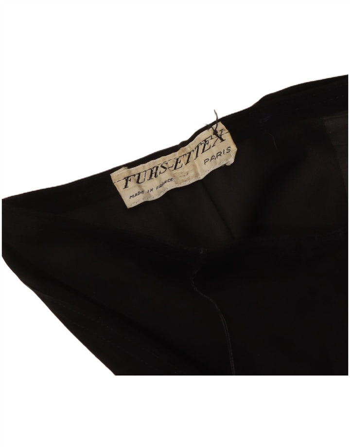 Calça capri feminina VINTAGE de perna larga em camurça W30 L19 preta