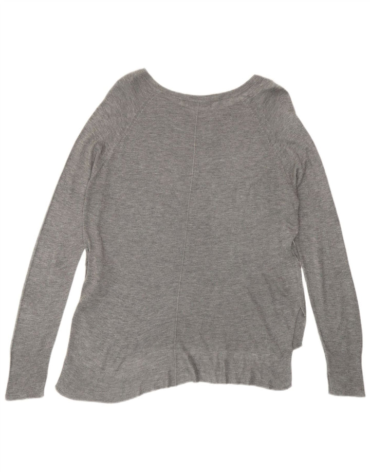 Suéter feminino Zara com gola canoa UK 14 Viscose cinza médio