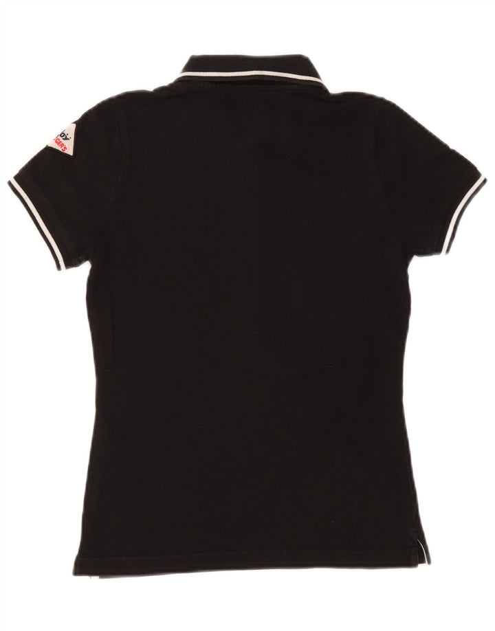 Camisa polo feminina Roy Rogers Reino Unido 12 algodão preto médio