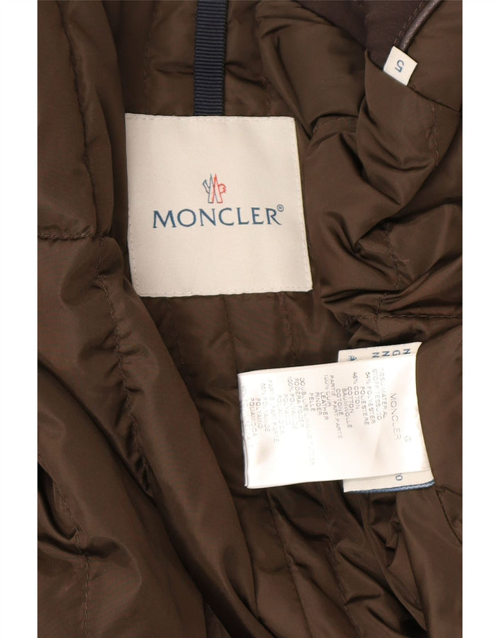 Jaqueta utilitária acolchoada masculina Moncler 2XL poliéster marrom