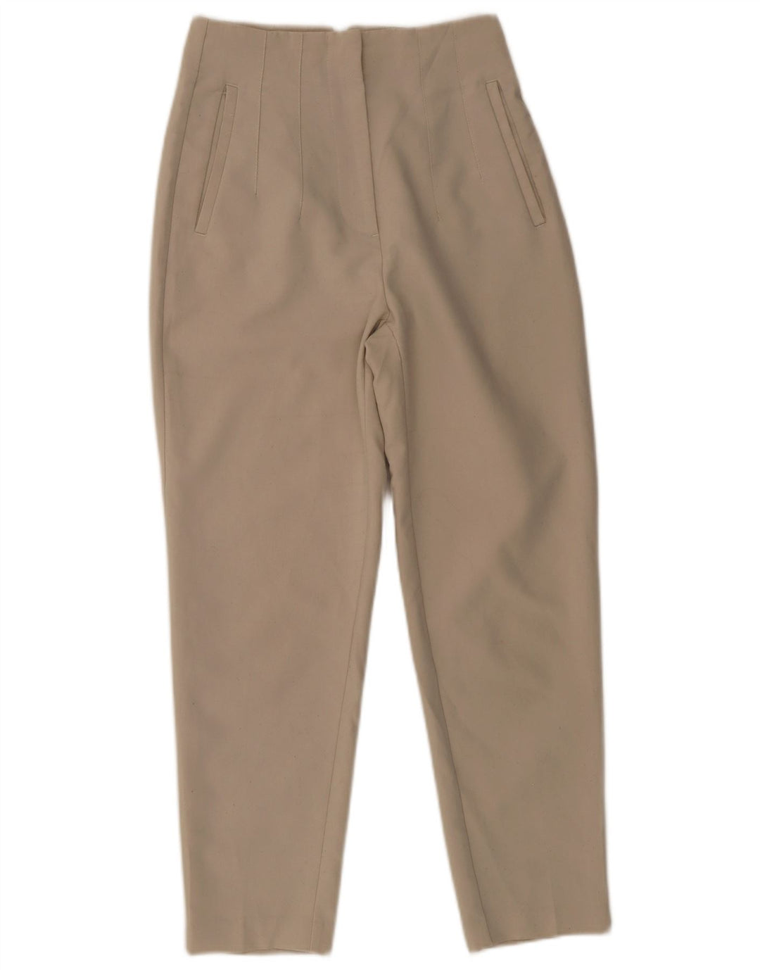 Zara Calça Cônica Feminina Pequena W26 L27 Poliéster Bege
