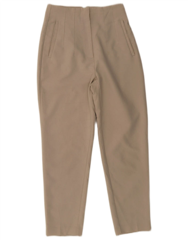 Zara Calça Cônica Feminina Pequena W26 L27 Poliéster Bege