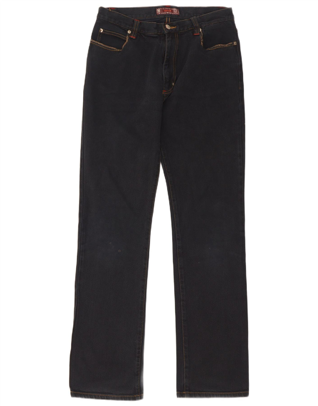 Calça jeans reta feminina Sasch W32 L34 algodão azul marinho